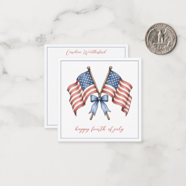 Patriotic American Flags Fourth of July Card (Front/Back In Situ)
