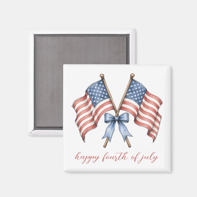 Patriotic American Flags Fourth of July Magnet (Front/Back)