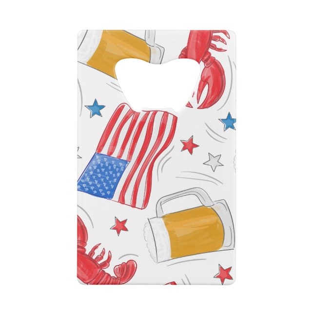 Patriotic American Flags Lobsters Beers Stars (Back)