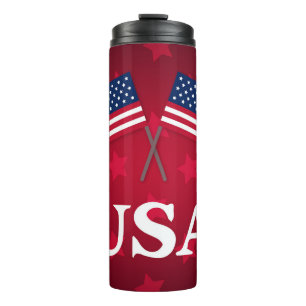 PATRIOTIC AMERICAN FLAGS WITH RED STARS THERMAL TUMBLER