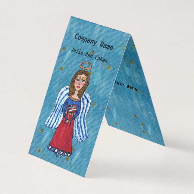 Patriotic American Folk Art Angle Flag Stars Business Card (Front)