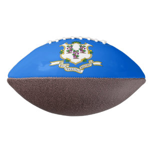 Patriotic american football with Connecticut flag