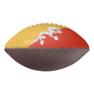 Patriotic american football with flag of Bhutan