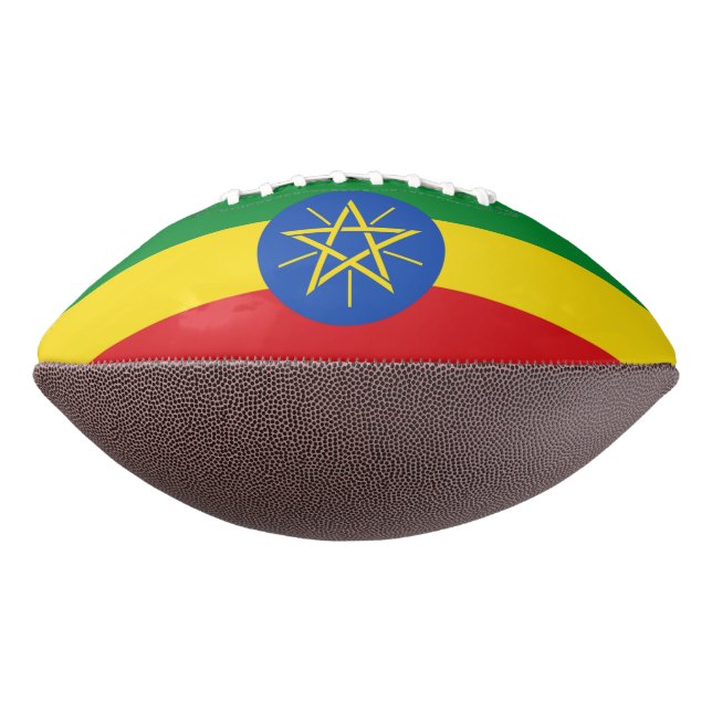 Patriotic american football with flag of Ethiopia (Rotated 270)