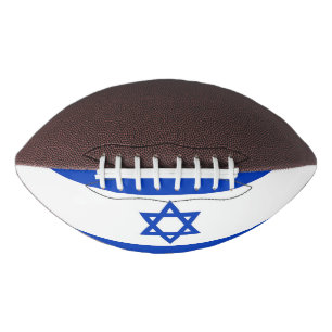 Patriotic american football with flag of Israel