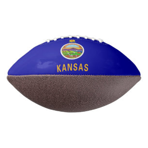 Patriotic american football with Kansas flag