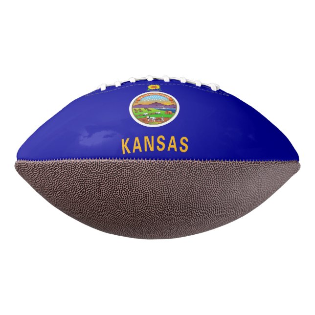 Patriotic american football with Kansas flag (Rotated 270)
