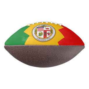 Patriotic american football with Los Angeles flag
