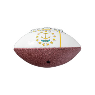 Patriotic american football with Rhode Island flag