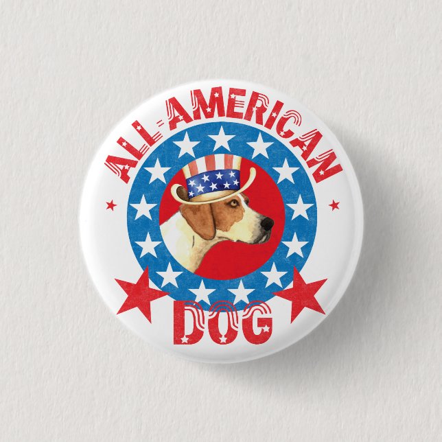 Patriotic American Foxhound 3 Cm Round Badge (Front)