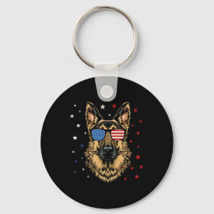 Patriotic American German Shepherd Usa Flag Dog 4t Key Ring