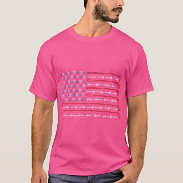 Patriotic American Golfer Flag Golf Club Golf Love T-Shirt (Front)