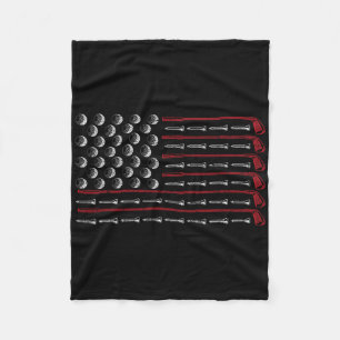 Patriotic American Golfer Gift Usa Flag Golf Club Fleece Blanket
