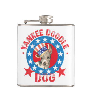 Patriotic American Hairless Terrier Hip Flask