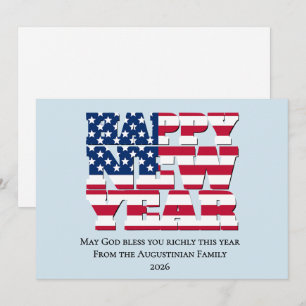Patriotic American HAPPY NEW YEAR 2026 Holiday Card