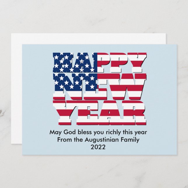Patriotic American HAPPY NEW YEAR Holiday Card (Front/Back)