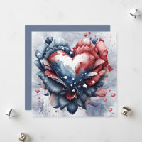 Patriotic American Heart Art Flowers