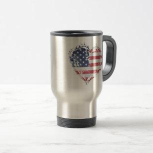 Patriotic American Heart in Grunge Travel Mug
