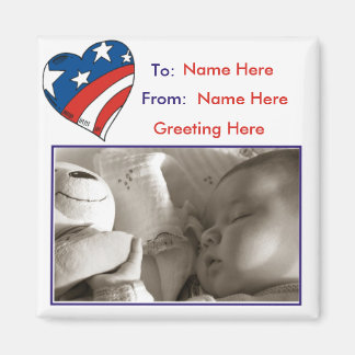 Patriotic  American Heart Picture Frame Magnet