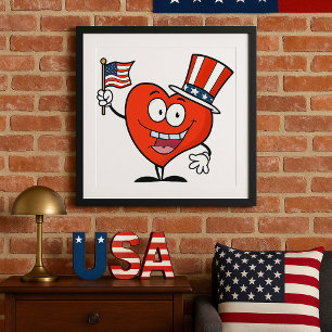 Patriotic American Heart Poster