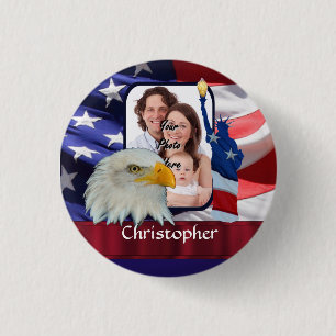 Patriotic American Icon photo template 3 Cm Round Badge