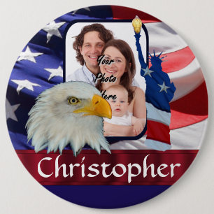 Patriotic American Icon photo template 6 Cm Round Badge