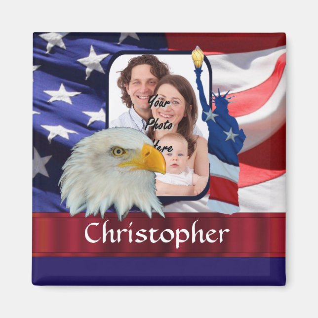 Patriotic American Icon photo template Magnet (Front)