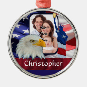Patriotic American Icon photo template Metal Tree Decoration