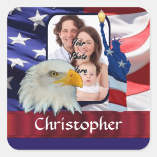 Patriotic American Icon photo template Square Sticker