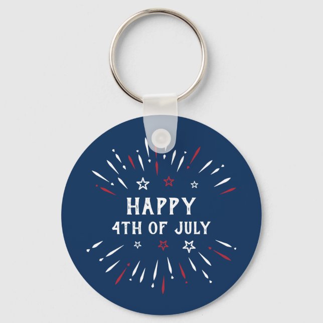 Patriotic American Independence Day 4th Of July Key Ring (Front)