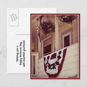 Patriotic American Porch Veterans Day Postcard
