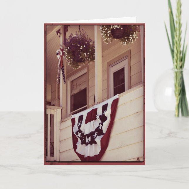 Patriotic American Porch Welcome Home Card (Front)