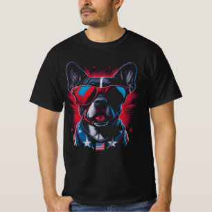 Patriotic American Pug Dog Sunglasses USA Flag T-Shirt
