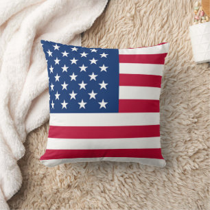 Patriotic American  Red White Blue Custom Monogram Cushion