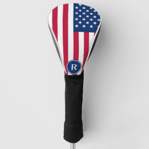 Patriotic American  Red White Blue Custom Monogram Golf Head Cover