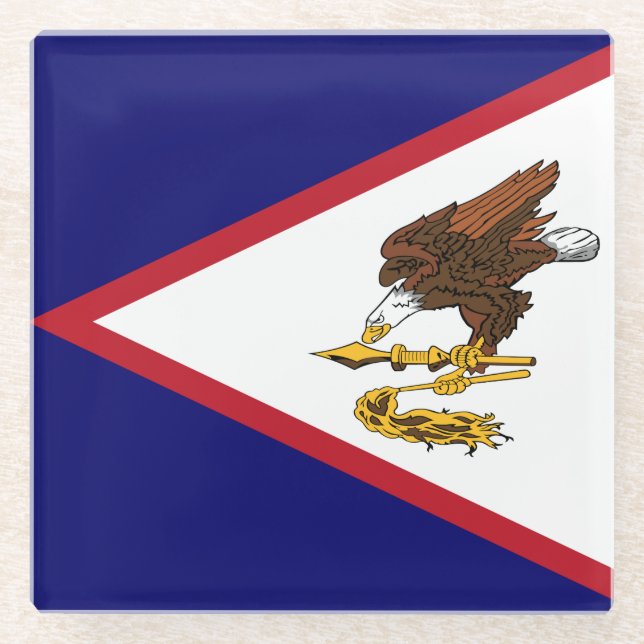 Patriotic American Samoa Flag Glass Coaster (Front)
