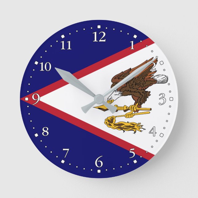 Patriotic American Samoa Flag Round Clock (Front)