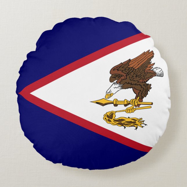 Patriotic American Samoa Flag Round Cushion (Front)