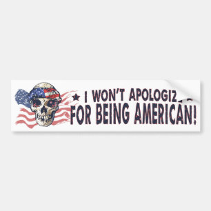 Patriotic American Skull Bumper Sticker