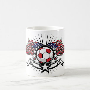 Patriotic American Soccer Design USA Flag Football Coffee Mug