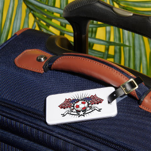 Patriotic American Soccer Design USA Flag Football Luggage Tag