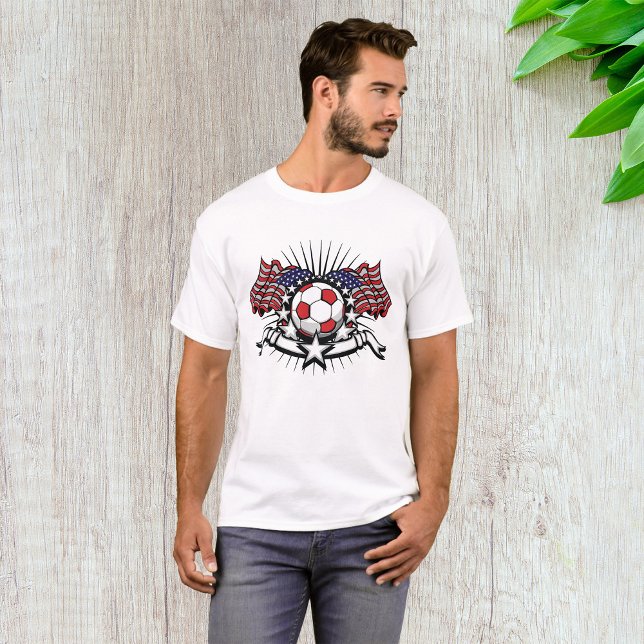 Patriotic American Soccer Design USA Flag Football T-Shirt (Creator Uploaded)
