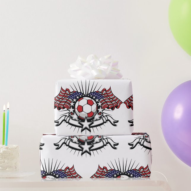 Patriotic American Soccer Design USA Flag Football Wrapping Paper (Creator Uploaded)