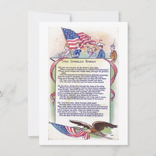 Patriotic American Star Spangled Banner Holiday Card (Front)