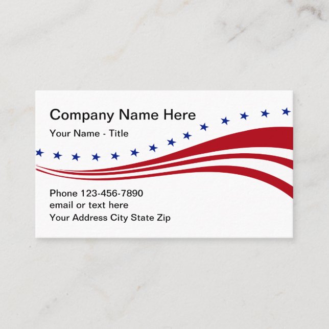 Patriotic American Stars And Stripes Business Card (Front)