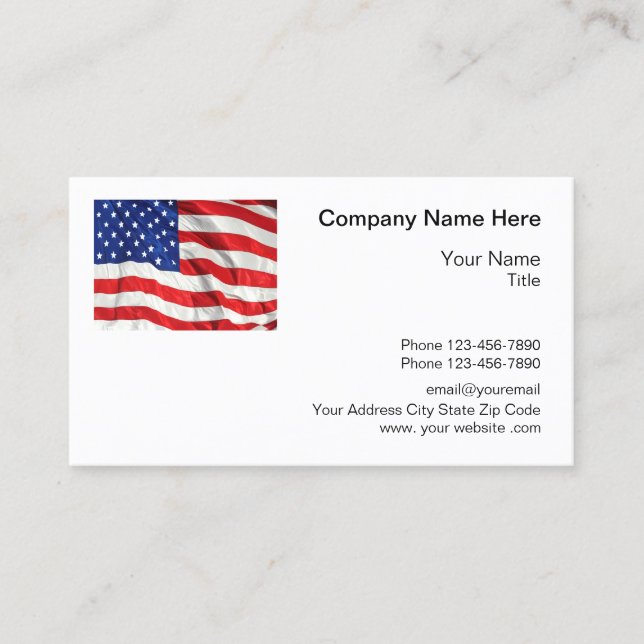 Patriotic American Stars And Stripes Business Card (Front)