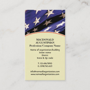 Patriotic AMERICAN Stars Flag Add Photo Business Card