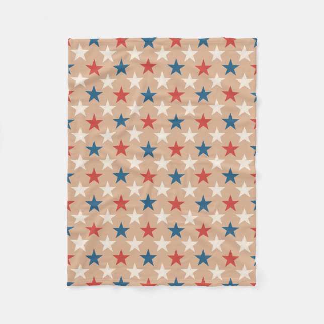 Patriotic American Stars pattern Fleece Blanket (Front)