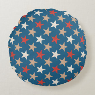 Patriotic American Stars pattern Round Cushion