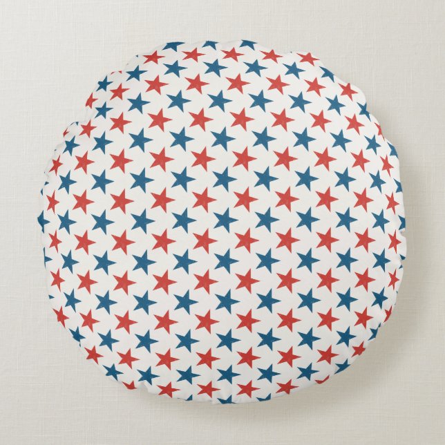 Patriotic American Stars pattern Round Cushion (Front)